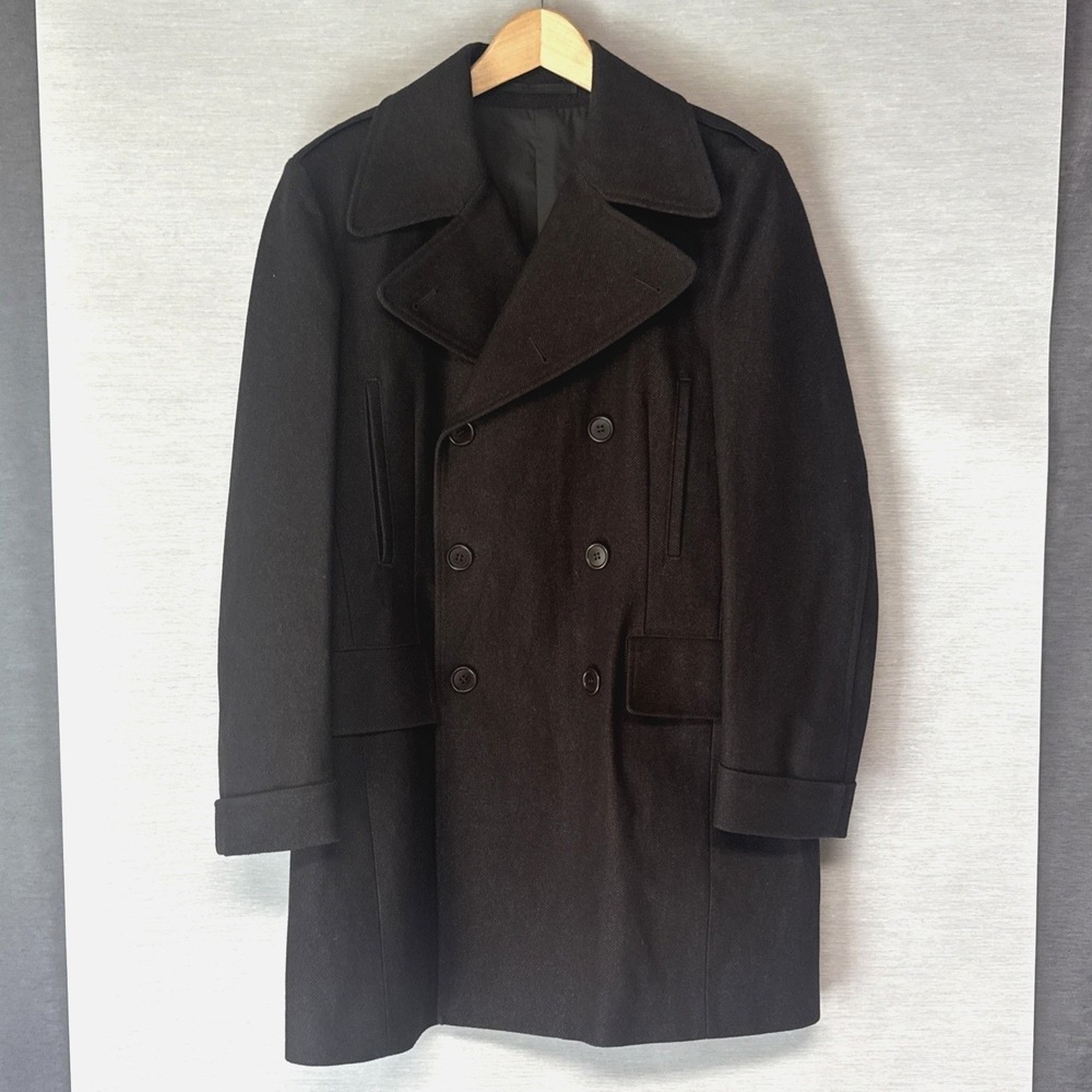 NWOT C.P. Company Double Breasted Linen / Wool Coat Peacoat US 38 S/M (IT Sz 48)